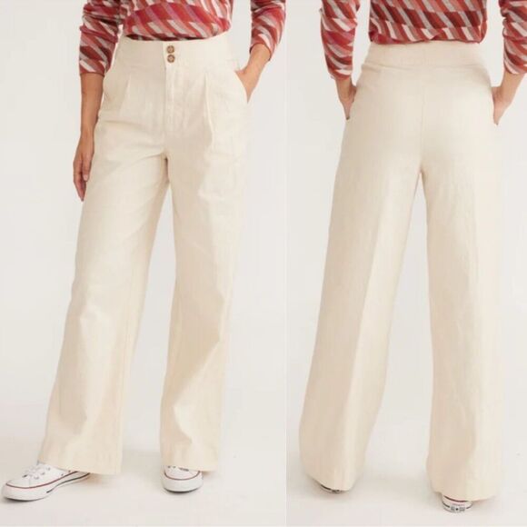 Marine Layer Flora High Waisted hemp tencel pleated Trouser pants Size 0 - Picture 1 of 7